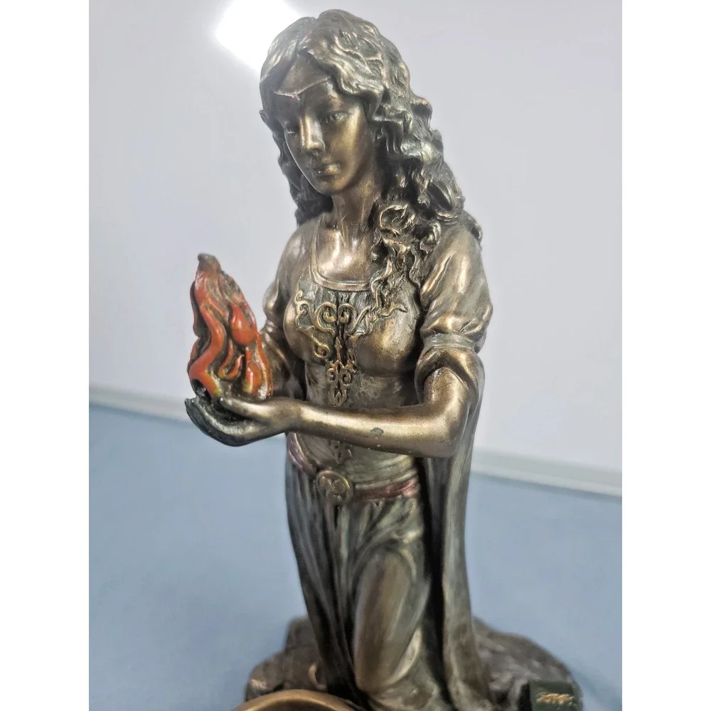 Brigid Goddess Statue: Cold Cast Bronze Finish, Hearth and Home Decor